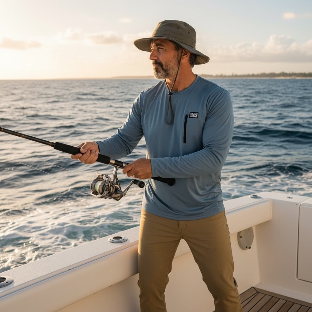 Pelagic Aeroflex Pro Men Large Blue Long Sleeve Performance Fishing Shirt
